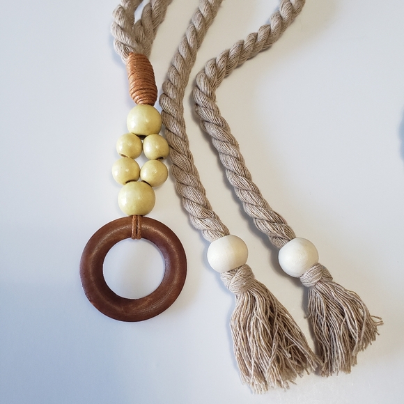 Woven Waistband Women Waist Belt Hemp Rope Vintage Round Buckle - Picture 3 of 9